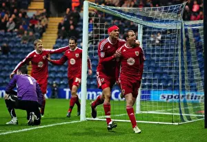 Preston V Bristol City Prints: Bristol City's David Clarkson: Celebrating Championship Glory Over Preston North End (05/02/2011)
