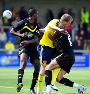 Torquay V Bristol City Prints: Bristol Citys David Clarkson crashed into the Torquay defence