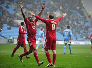 Coventry City V Bristol City Prints: Bristol City's David Clarkson and Marvin Elliott Celebrate Goal Against Coventry City - Championship Match