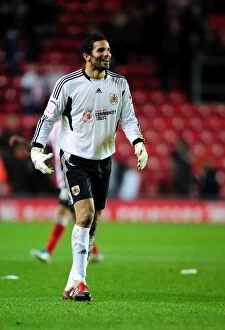 Images Dated 30th December 2011: Bristol City's David James in Action: Southampton vs. Bristol City Championship Match