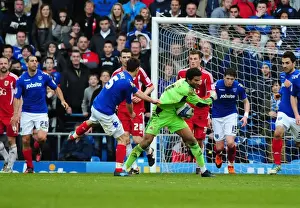 Portsmouth V Bristol City Prints: Bristol City's David James Foulied by Portsmouth's Jason Pearce During Football Match