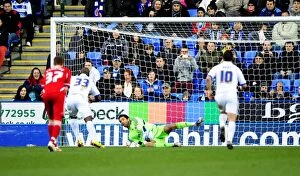 Images Dated 28th January 2012: Bristol City's David James Saves Penalty, but Roberts Scores Rebound in Reading vs