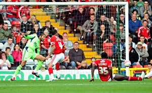 Images Dated 23rd October 2011: Bristol City's David James: Spectacular Save Against Birmingham City in Championship Match