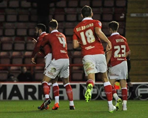 Images Dated 10th December 2014: Bristol City's Derrick Williams and Aden Flint Celebrate Goal in Johnstones Paint Trophy Match