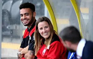 Bristol City's Derrick Williams Shares a Light-Hearted Moment with Coach Lee Johnson during Burton Albion Match, Sky Bet Championship 2016