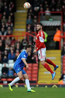 Bristol City V Gillingham Prints: Bristol City's Derrick Williams Wins a Header in Sky Bet League One Clash Against Gillingham