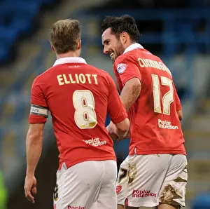 Gillingham V Bristol City Prints: Bristol City's Double Celebration: Cunningham and Elliott Score in FA Cup Win over Gillingham