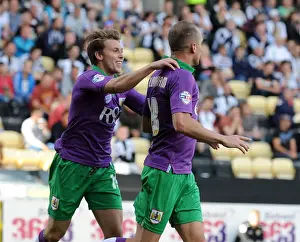 Framed Print : Bristol City's Double Celebration: Wilbraham and Freeman Score in Notts County Victory Framed Print : Bristol City's Double Celebration: Wilbraham and Freeman Score in Notts County Victory