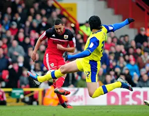 Bristol City V Sheffield Wednesday Prints: Bristol City's Dramatic Win: Lewin Nyatanga Scores Against Sheffield Wednesday in Npower Championship (April 1)