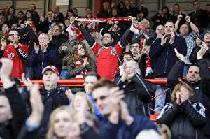 Images Dated 1st March 2014: Bristol City's Euphoric Fans Celebrate 2-1 Victory over Gillingham at Ashton Gate, 2014