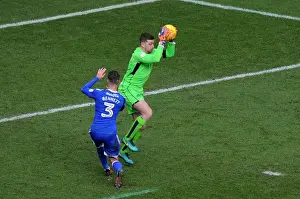 Bristol City V Cardiff City Prints: Bristol City's Frank Fielding Makes Spectacular Save in Championship Clash vs