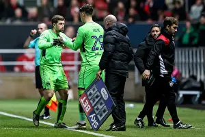 Bristol City V Brentford Prints: Bristol City's Frank Fielding Substituted for Ivan Lucic in Debut Performance vs