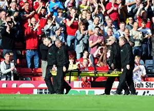 Bristol City V Leeds United Prints: Bristol City's George Elokobi Receives Emotional Standing Ovation After Suffering Horrific Injury on Debut