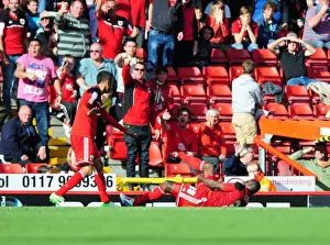 Bristol City V Leeds United Prints: Bristol City's George Elokobi Suffers Horrific Injury: Captain Liam Fontaine and Fans React in Shock