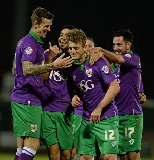 Yeovil Town V Bristol City Prints: Bristol City's George Saville in Triumphant Moment after 10-3-2015's 10-0 Win vs Yeovil Town