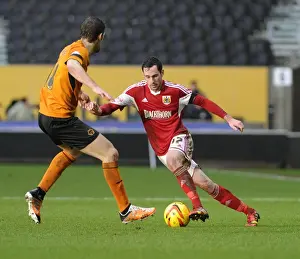 Wolves V Bristol City Prints: Bristol City's Greg Cunningham Charges Forward Against Wolverhampton Wanderers Sam Ricketts in Sky Bet League One