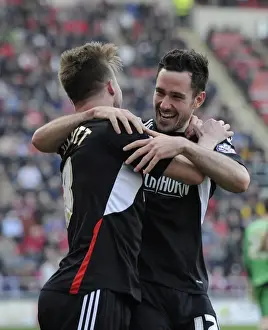 Rotherham United V Bristol City Prints: Bristol City's Greg Cunningham Scores and Celebrates at Rotherham United's New York Stadium