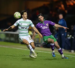 Framed Print : Bristol City's Greg Cunningham Scores Past Liam Shepard in Yeovil Town Showdown Framed Print : Bristol City's Greg Cunningham Scores Past Liam Shepard in Yeovil Town Showdown