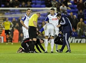 Images Dated 16th November 2013: Bristol City's Greg Cunningham Suffers Injury in Tranmere v Bristol City Match, 16th November 2013
