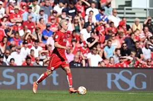 Images Dated 6th August 2016: Bristol City's Hordur Magnusson in Action against Wigan Athletic, 2016