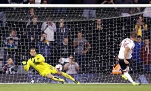 Images Dated 21st September 2016: Bristol City's Ivan Lucic Saves Cauley Woodrow's Penalty at Fulham's Craven Cottage (EFL Cup 2016)