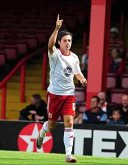 Pre Season Friendly Prints: Bristol City's Ivan Sproule Celebrates Goal Against Blackpool in 2010 Championship Match