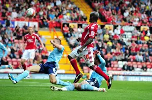 Bristol City V Hull City Prints: Bristol City's Jamal Campbell-Ryce Crosses Ball in Championship Match vs