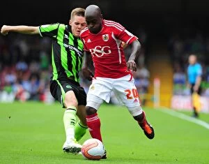 Bristol City v Brighton Collection: Bristol City's Jamal Campbell-Ryce Fights for Ball in Intense Championship Match against Brighton