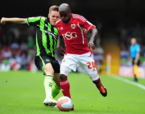 Bristol City V Brighton Prints: Bristol City's Jamal Campbell-Ryce Fights for Ball in Intense Championship Match against Brighton - September 10