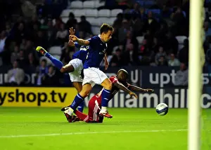 Leicester City V Bristol City Prints: Bristol City's Jamal Campbell-Ryce Fouls by Gelson Fernandes Results in Penalty for Leicester City in 2011