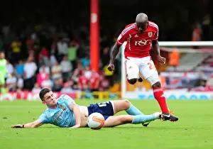 Bristol City V Hull City Prints: Bristol City's Jamal Campbell-Ryce Outmaneuvers Hull City's Robert Brady in Championship Match