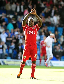 Leeds United V Bristol City Prints: Bristol City's Jamal Campbell-Ryce Shows Appreciation to Traveling Fans at Leeds United (16-09-2011)