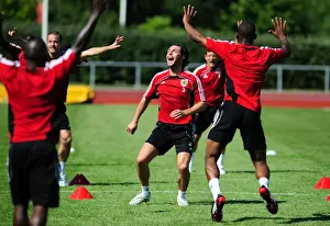 Pre Season Tour Sweden Prints: Bristol Citys Jamie McAllister celebrates with team mates