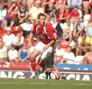 Images Dated 11th August 2007: Bristol City's Jamie McAllister Stares Down QPR in Intense Football Showdown