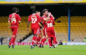 Southend United V Bristol City Prints: Bristol City's Jamie McAllister and Teammates Celebrate Goal in Carling Cup Match Against Southend United