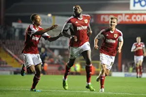 Round 2 Prints: Bristol City's Jay Emmanuel-Thomas and Bobby Reid Celebrate Goal vs Crystal Palace