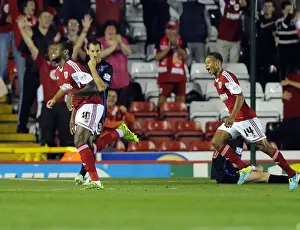 Bristol City's Jay Emmanuel-Thomas Celebrates Goal Against Crystal Palace in 2013 Capital One Cup