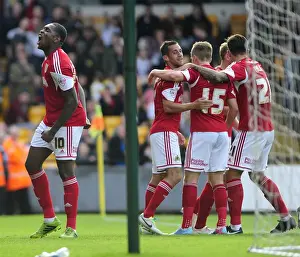 Port Vale V Bristol City Prints: Bristol City's Jay Emmanuel-Thomas Celebrates Scott Wagstaff's Goal Against Port Vale