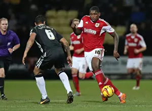 Notts County V Bristol City Prints: Bristol City's Jay Emmanuel-Thomas Charges Forward Against Notts County's Dean Leacock in Sky Bet League One
