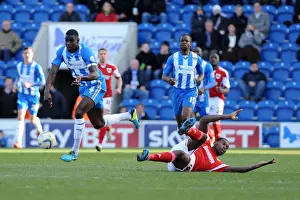 Colchester United V Bristol City Prints: Bristol City's Jay Emmanuel-Thomas Contests the Ball with Colchester United's Magnus Okuonghae - Football