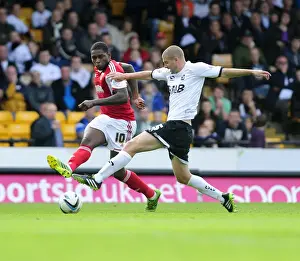 Framed Print : Bristol City's Jay Emmanuel-Thomas Crosses the Ball in Port Vale vs. Bristol City Football Match, Sky Bet League 1 (October 2013)