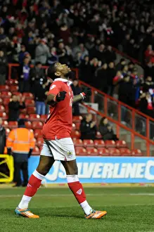Bristol City's Jay Emmanuel-Thomas Euphorically Celebrates Goal Against Port Vale in Sky Bet League One