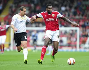 Bristol City V Colchester United Prints: Bristol City's Jay Emmanuel-Thomas Fends Off Colchester United's David Wright during Sky Bet League One Clash