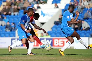 Framed Print : Bristol City's Jay Emmanuel-Thomas Goes for Glory Against Colchester United