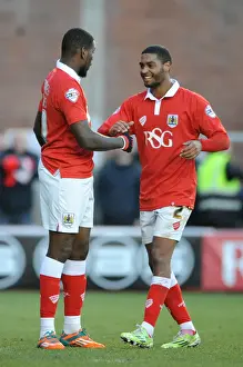 Bristol City's Jay Emmanuel-Thomas and Mark Little Celebrate Goal vs Fleetwood Town
