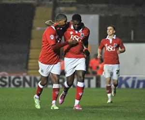 Bristol City V Yeovil Town Prints: Bristol City's Jay Emmanuel-Thomas and Mark Little Celebrate Goal vs Yeovil Town
