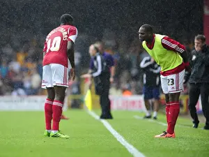 Bristol City's Jay Emmanuel-Thomas and Marlon Harewood Celebrate Goal vs. Bradford City, August 2013
