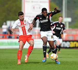 Stevenage V Bristol City Prints: Bristol City's Jay Emmanuel-Thomas Outmuscles Sam Wedgbury in Stevenage Clash