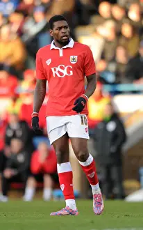 Framed Print : Bristol City's Jay Emmanuel-Thomas at Priestfield Stadium during Bristol City vs Gillingham, Sky Bet League One Match, December 2014