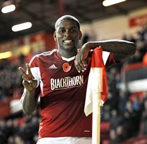Images Dated 9th November 2013: Bristol City's Jay Emmanuel-Thomas Scores Double: FA Cup Victory Over Dagenham and Redbridge